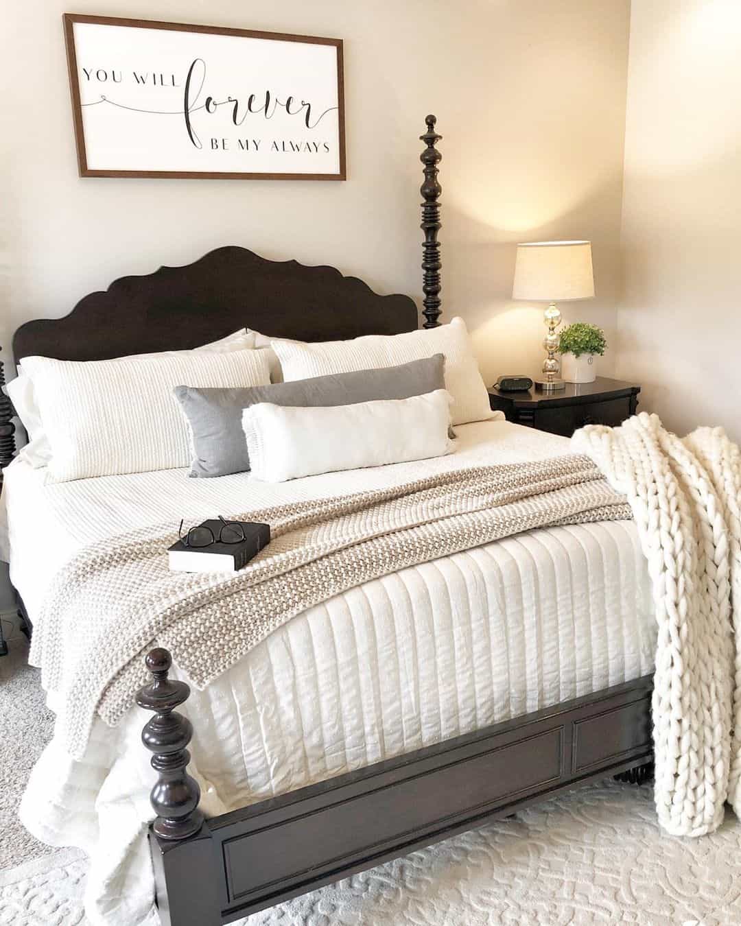 Oversized Framed Artwork Adds Sweet Sentiment Above the Bed