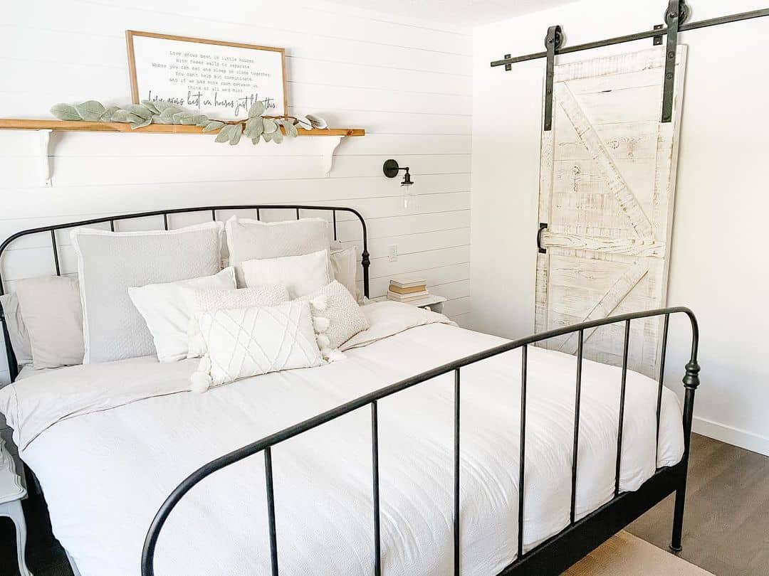 Distressed White Barn Door Adds Rustic Charm