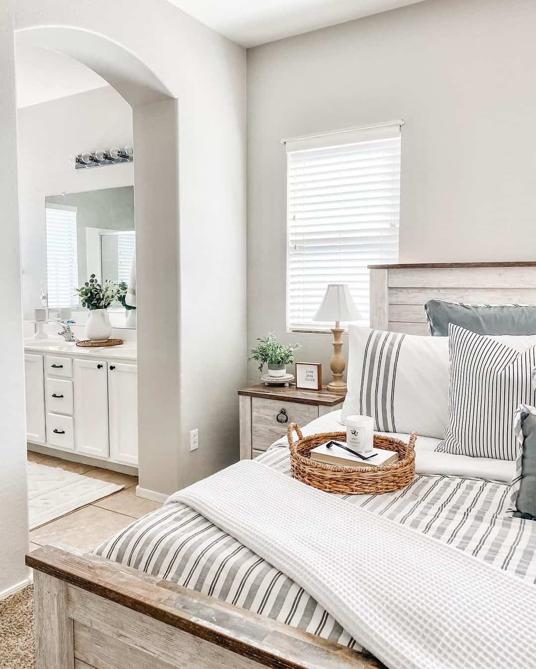 Incorporate a Woven Tray for Bedside Accents