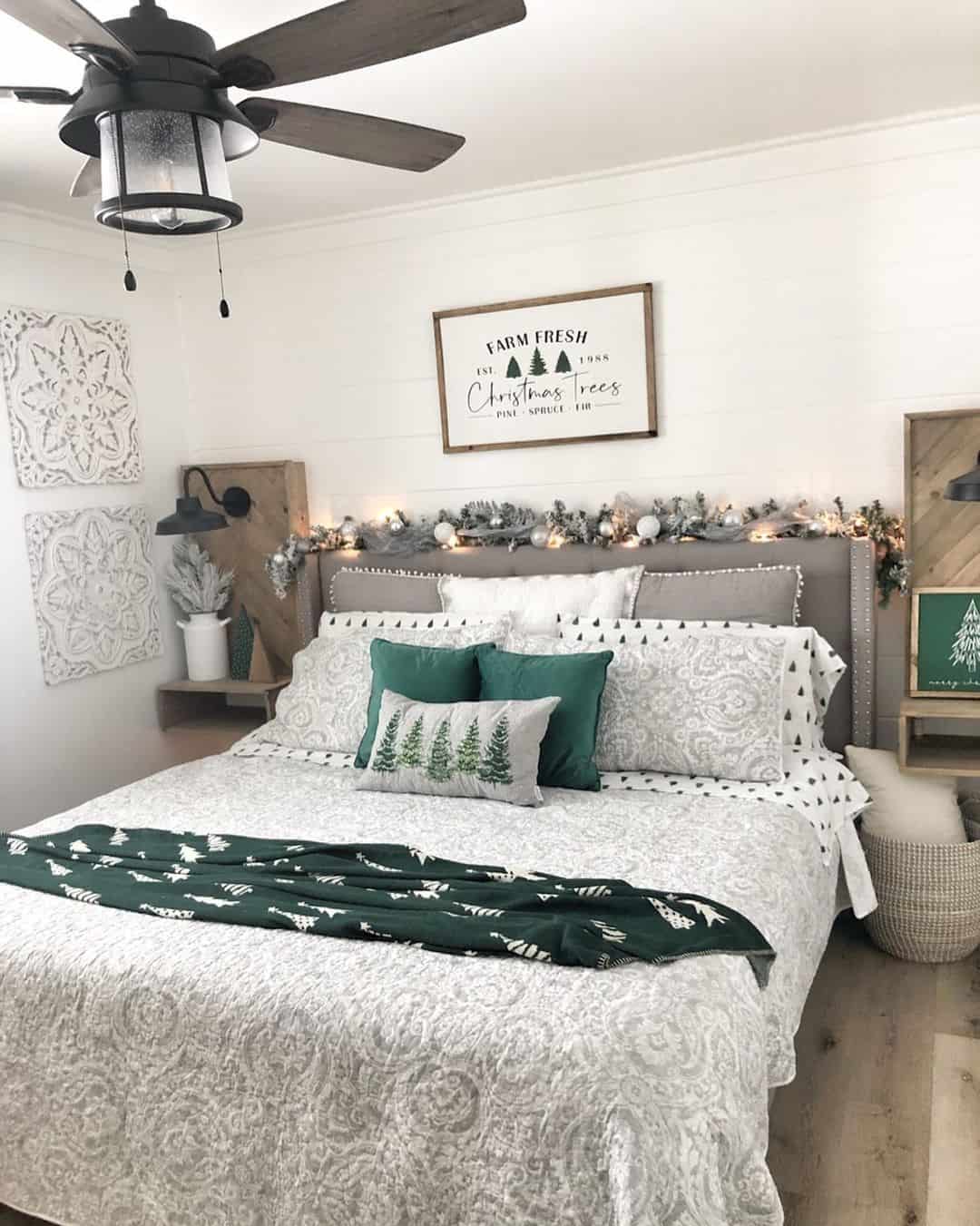 Layer a Festive Green Tree Throw onto Your Bed