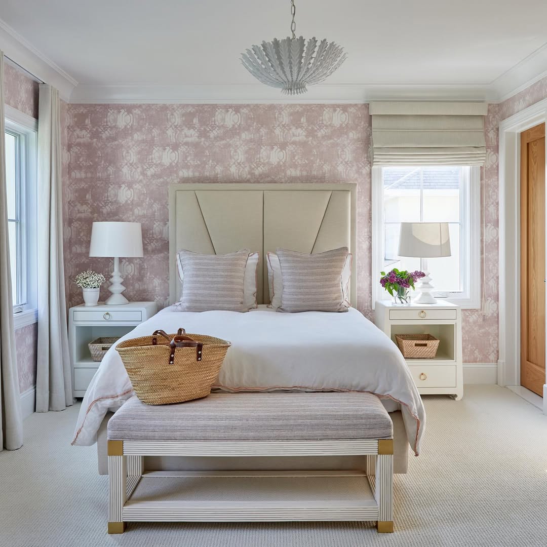Soft, Romantic Backdrop with Textured Pink and White Wallpaper