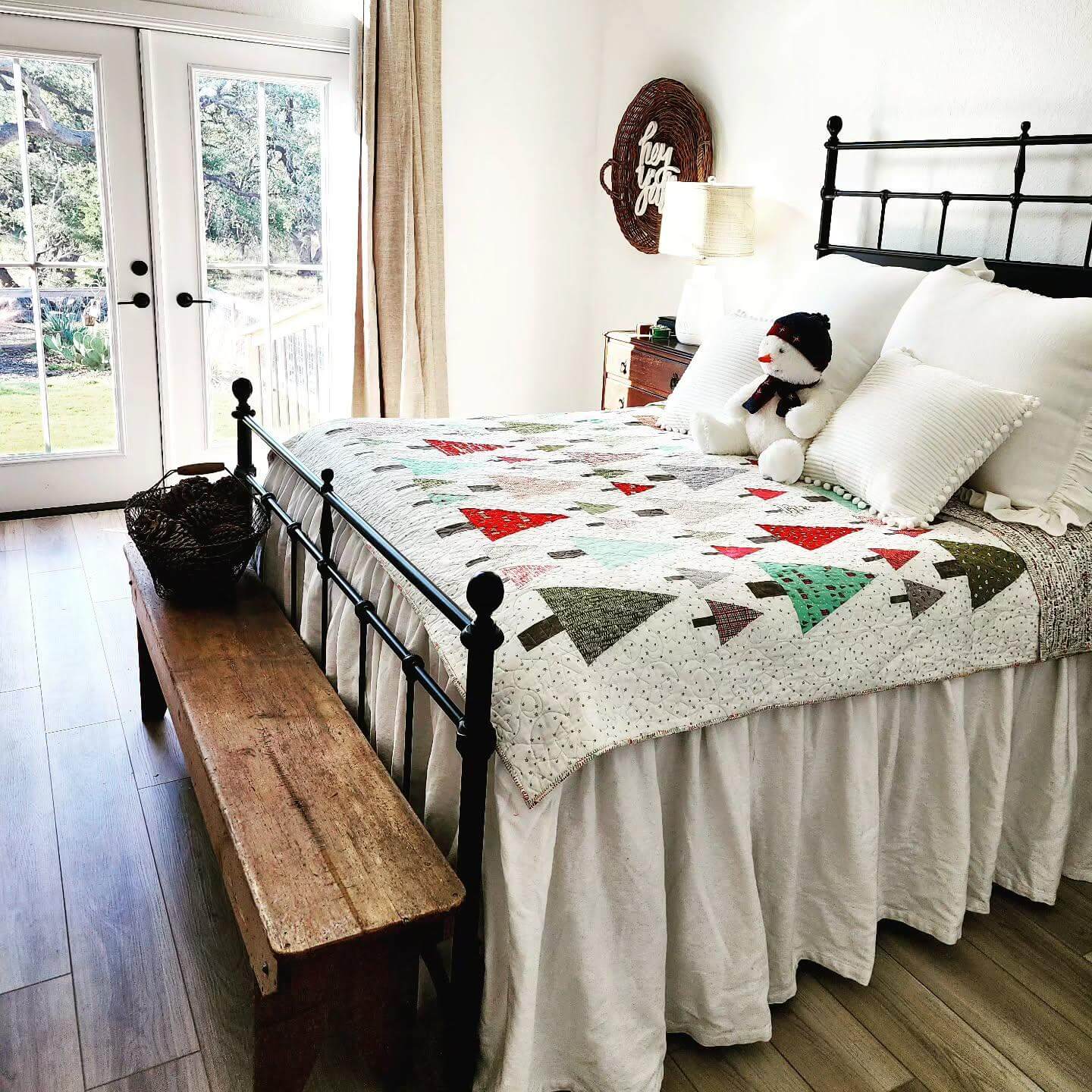 Incorporate Casual Seating with a Rustic Wooden Bench