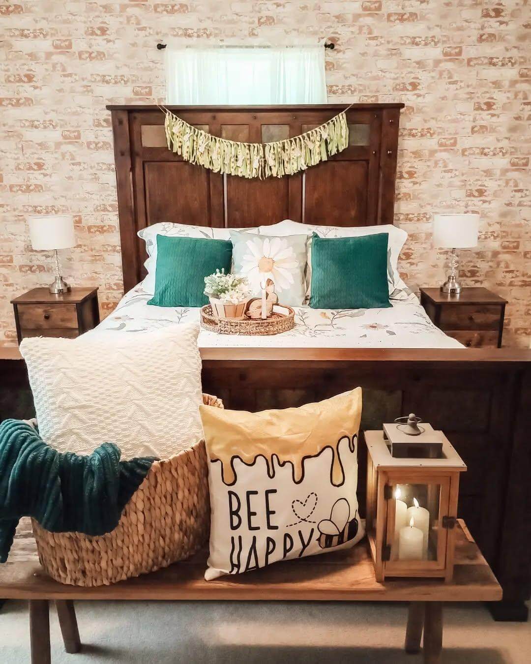 Style a Bench with Thematic Pillows and a Lantern
