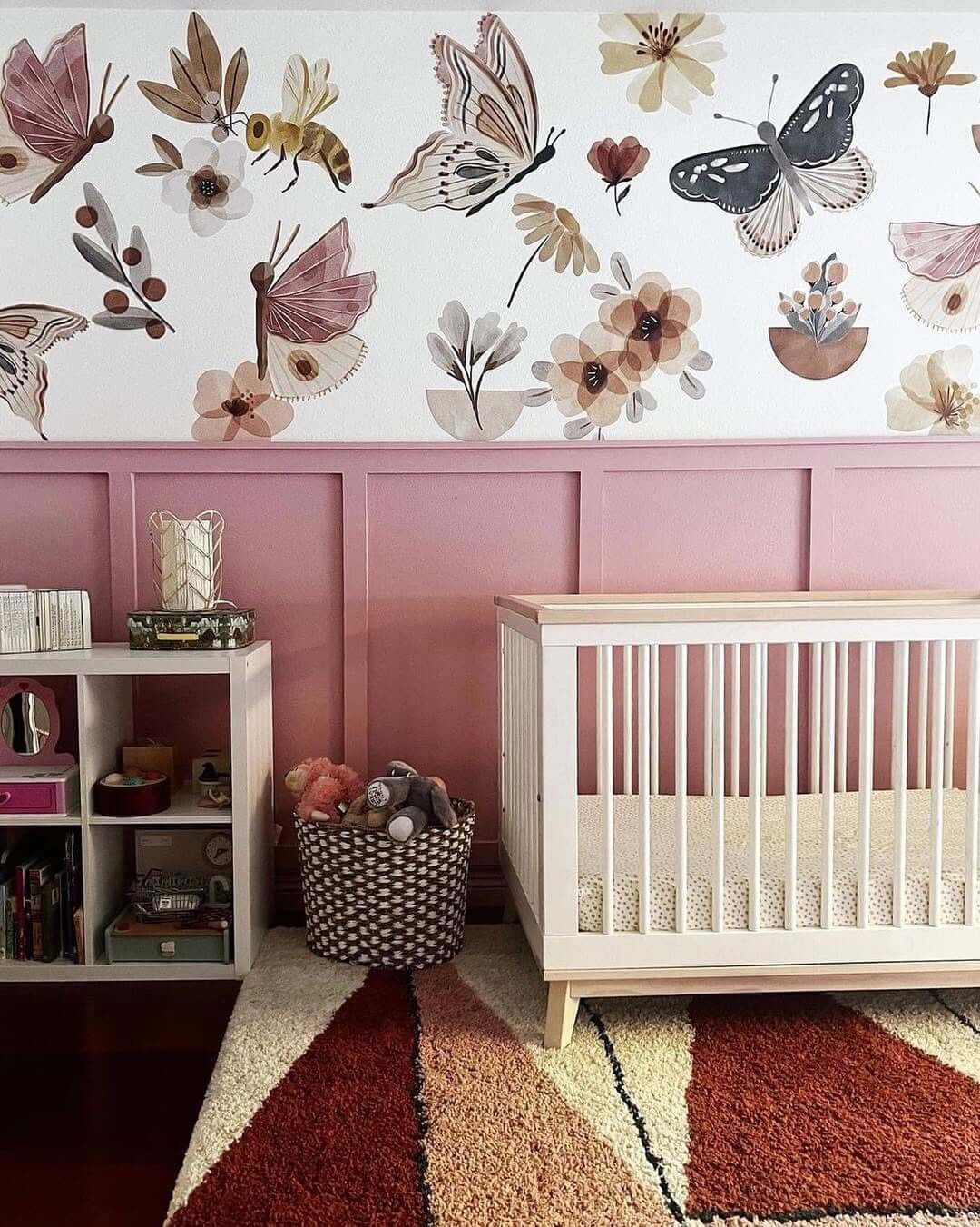 Adorn Pink Walls with Watercolor Butterflies and Botanicals