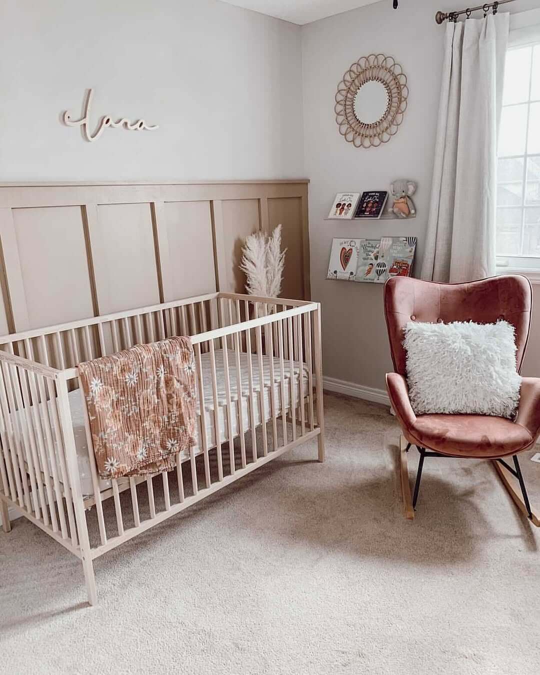 Personalize Your Nursery with a Wooden Name Sign Above the Crib