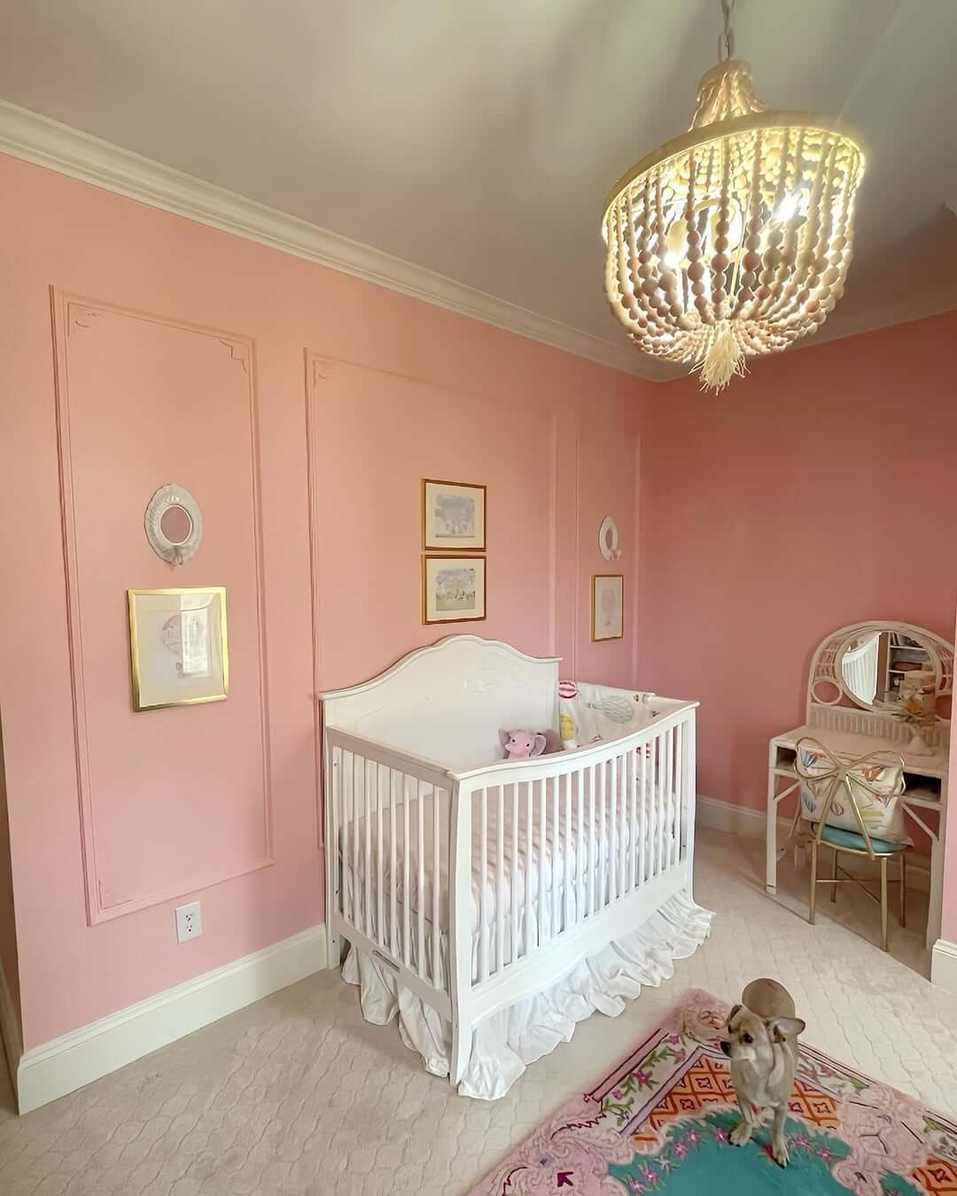 Framed Artwork Adds Personal Touches to Pink Nursery Walls