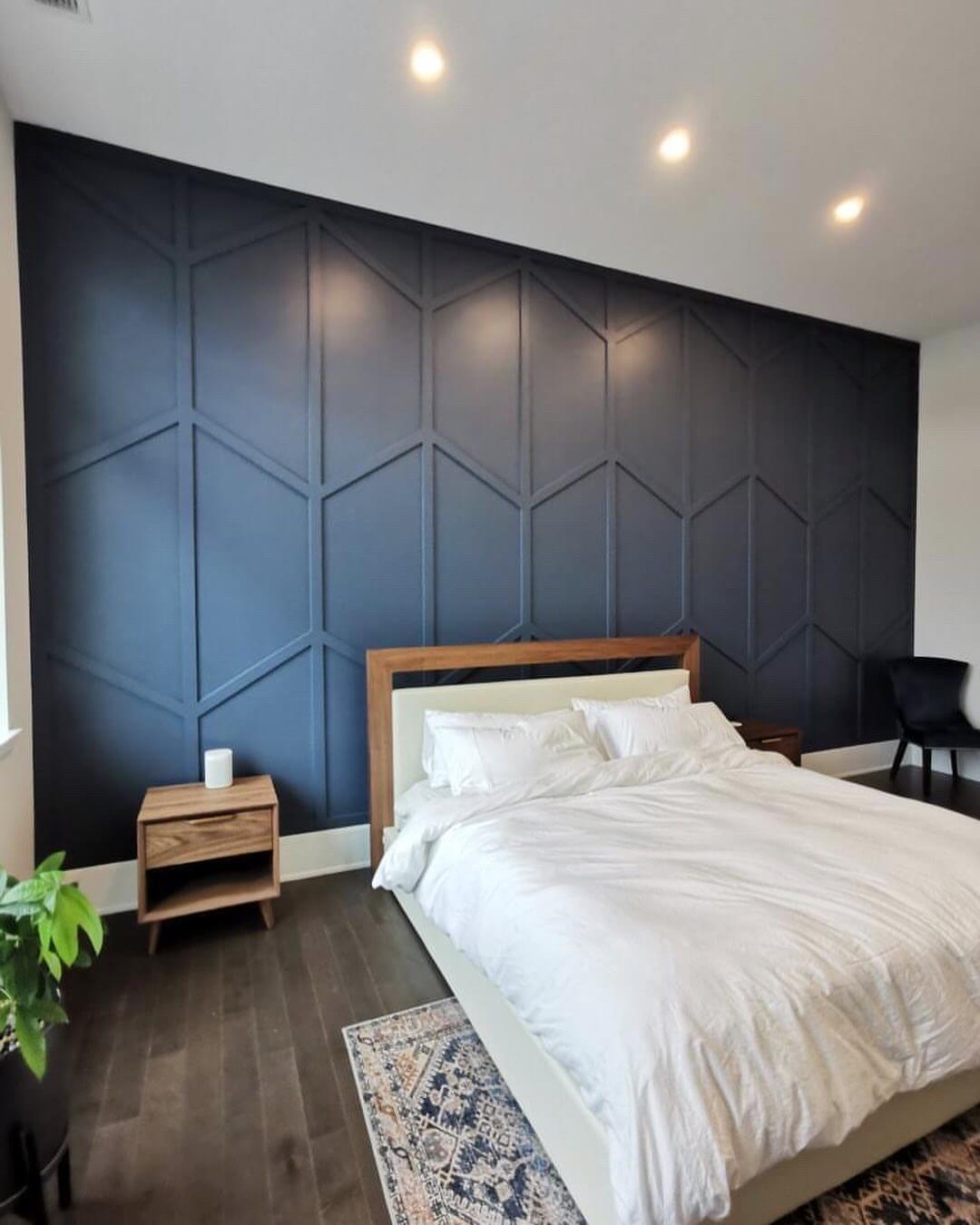 Geometric Wood Trim Creates an Interlocking Patterned Wall