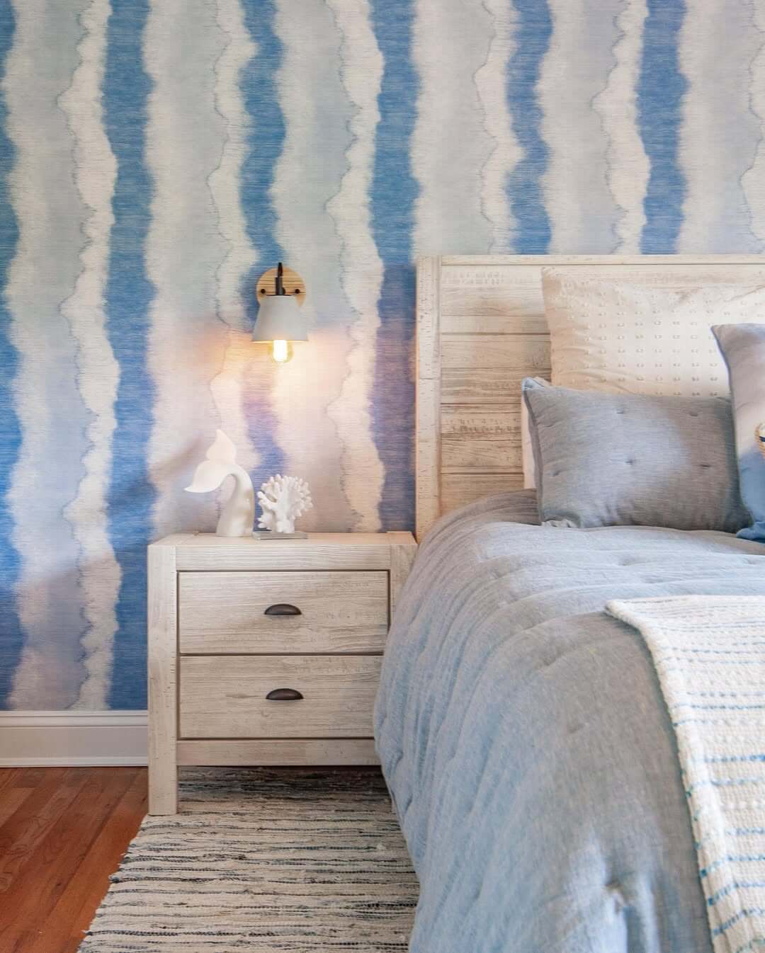 Watercolor Stripe Wallpaper Adds Coastal Calm