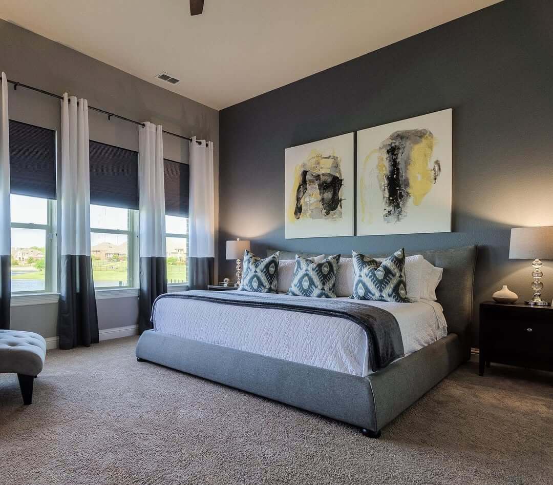 Abstract Art Above the Bed Adds a Moody Focal Point