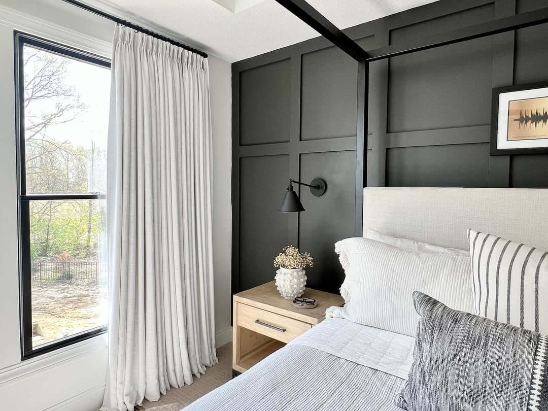 Paneled Wall Creates a Dramatic Backdrop for Your Bed