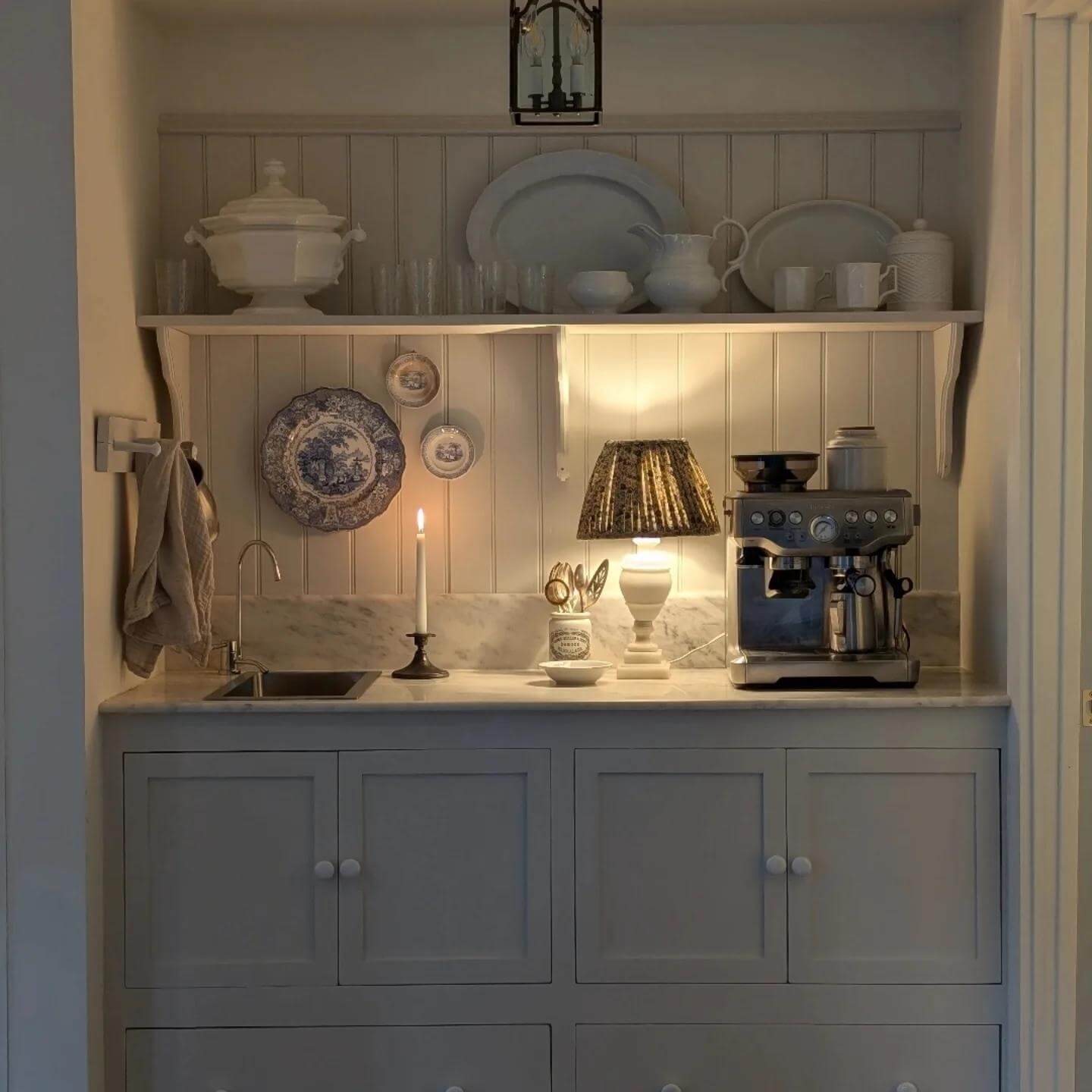 Place a Brass Espresso Machine on a Marble Countertop