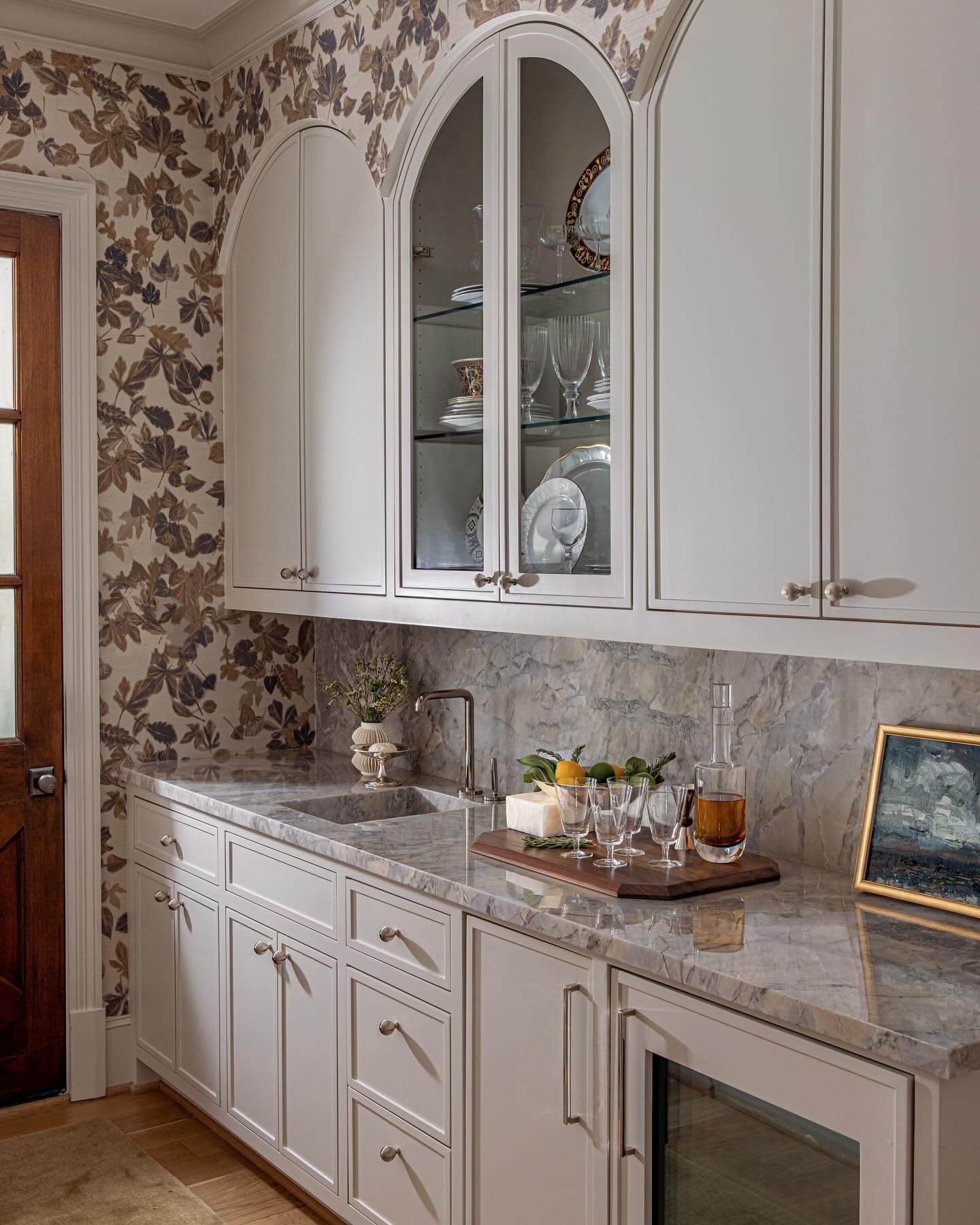 Floral Wallpaper Adds Pattern to Pantry Walls