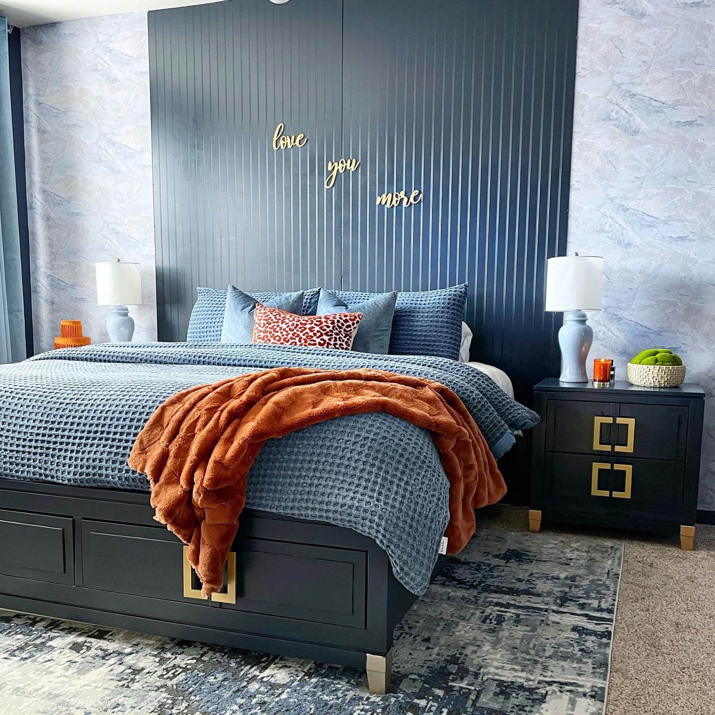Vertical Ribbed Headboard Panel Adds Dramatic Texture