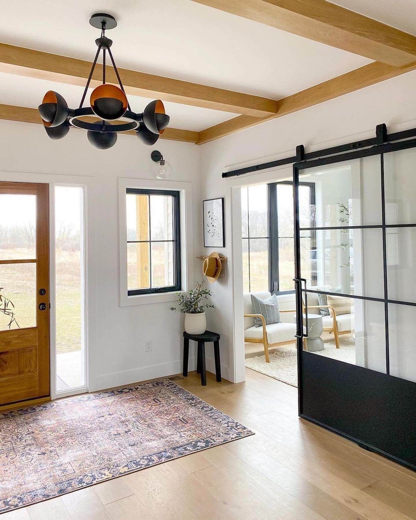 Black and Copper Sputnik Chandelier for a Modern Entryway