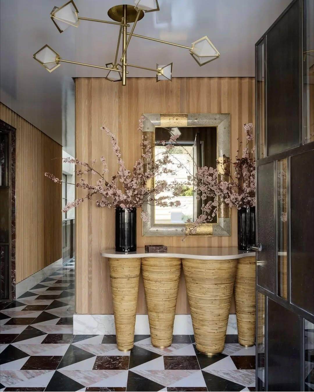 Showcase a Console with Sculptural Rattan Legs