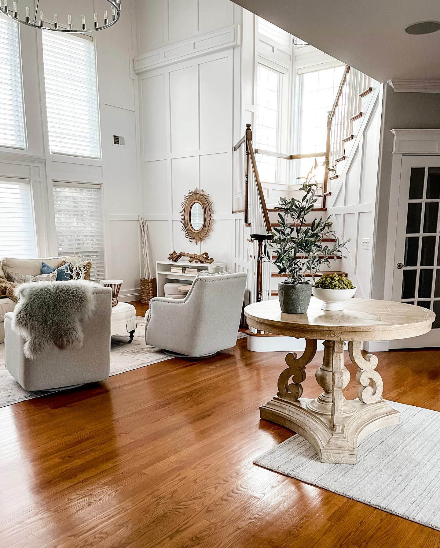 Light Wood Table with Ornate Carved Base