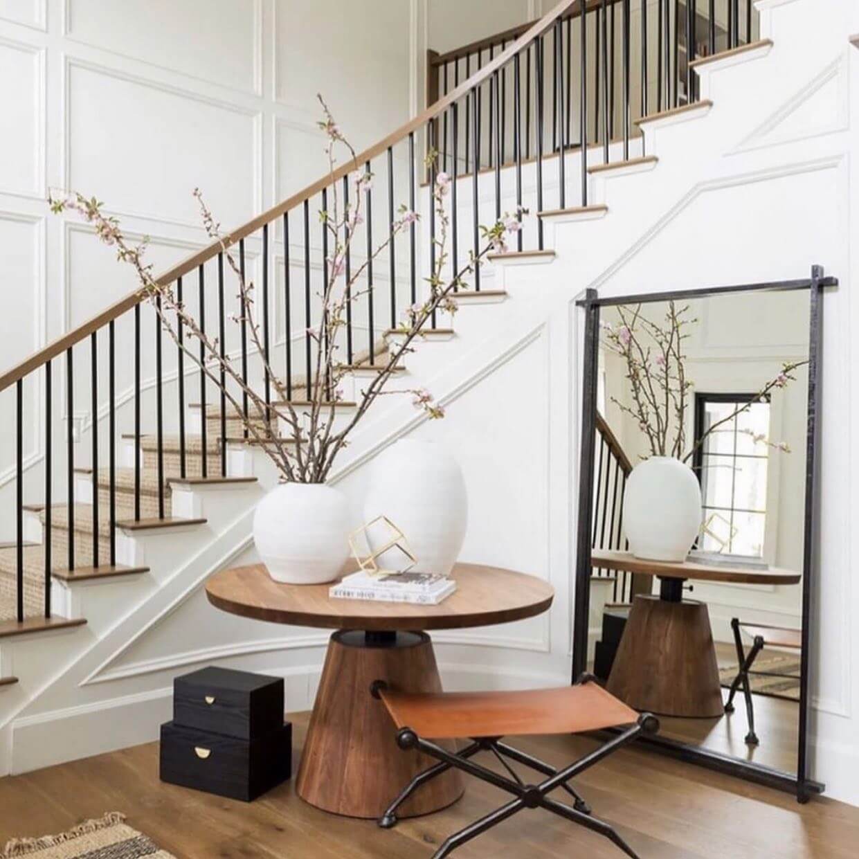Round Wood Table with Convenient Stacked Storage
