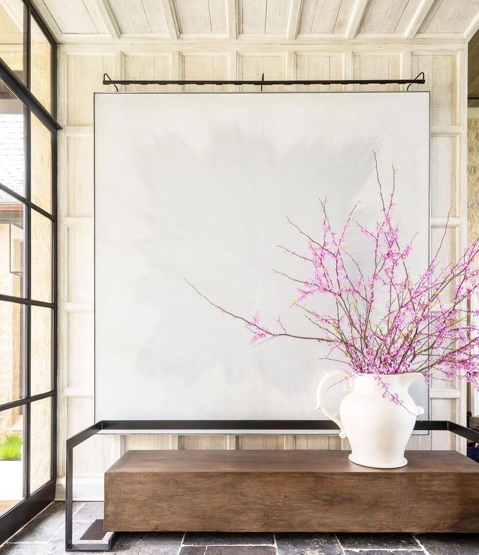 Dramatic Spring Branches in a White Pitcher