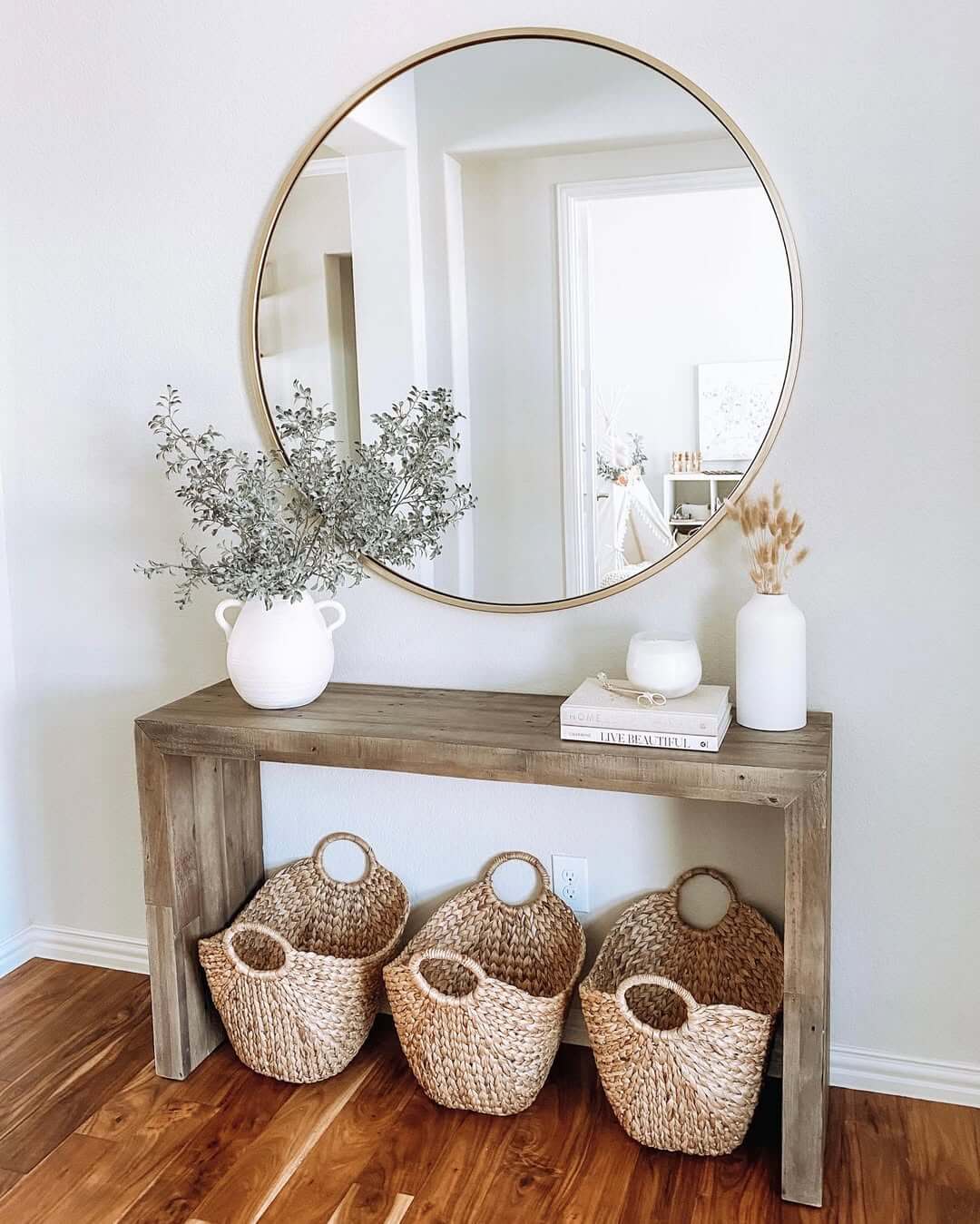 Woven Baskets Add Organic Shape and Casual Storage