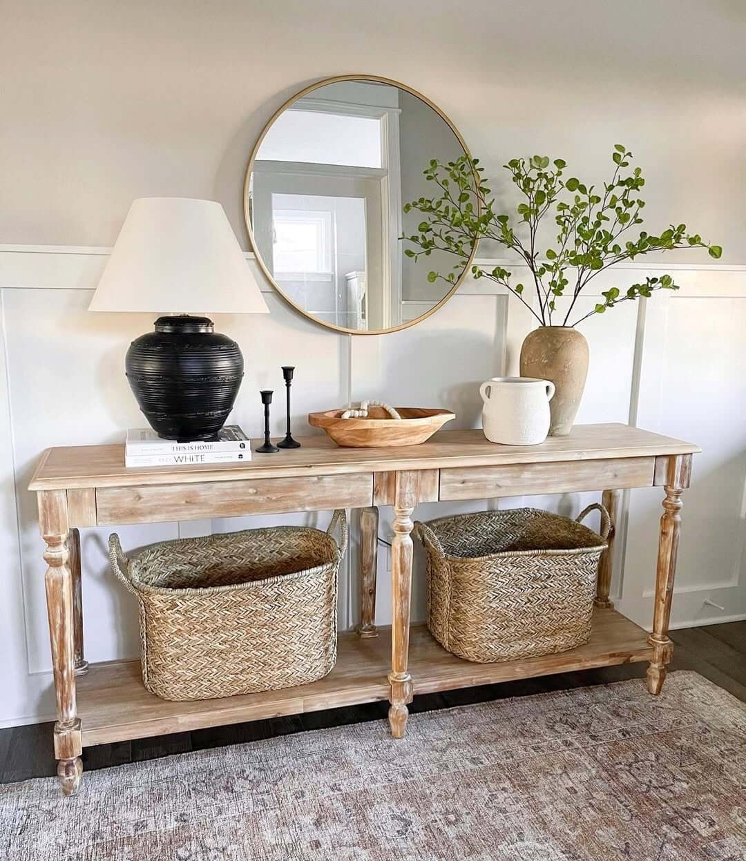 Woven Baskets Add Natural Texture and Storage Below