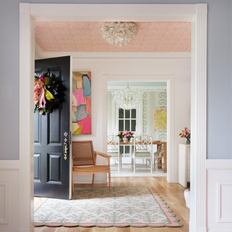 Pink Floral Wallpaper on the Ceiling Creates a Sweet Surprise