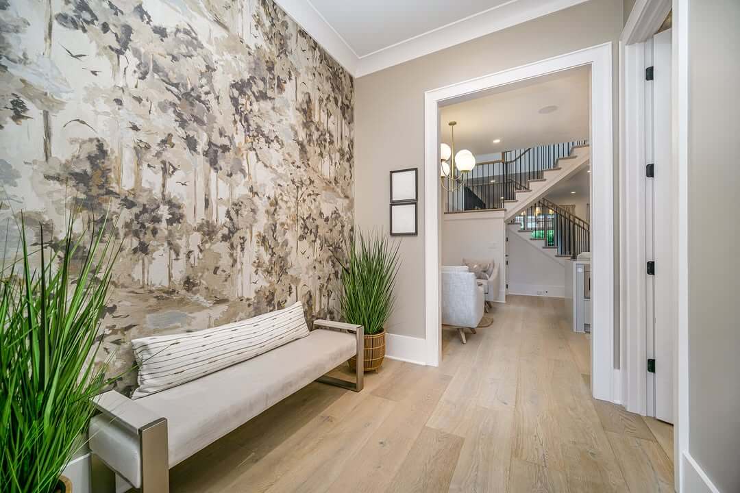 Abstract Forest Scene Wallpaper for an Ethereal Entryway