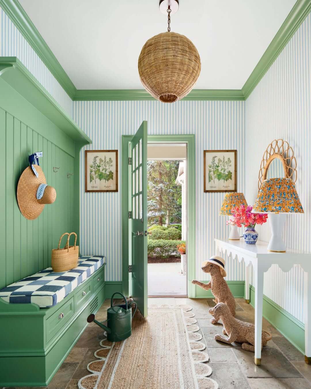 Vertical Stripes for a Cheerful, Light-Filled Entry
