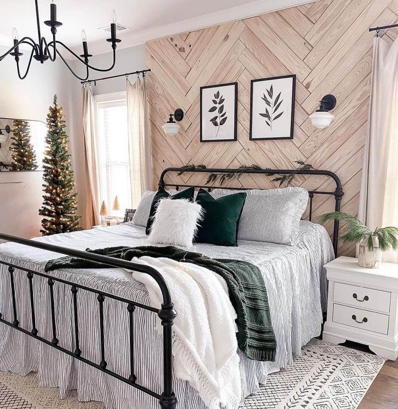 Herringbone Wood Wall Adds Rustic Texture
