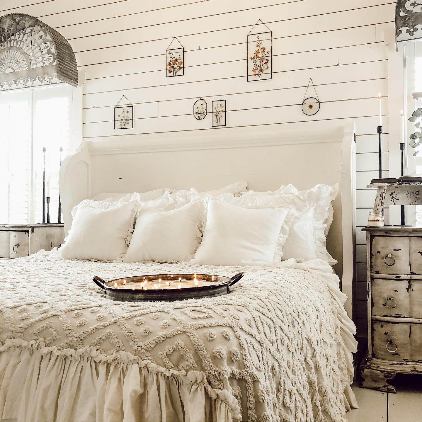 Pressed Flower Frames on Shiplap Walls