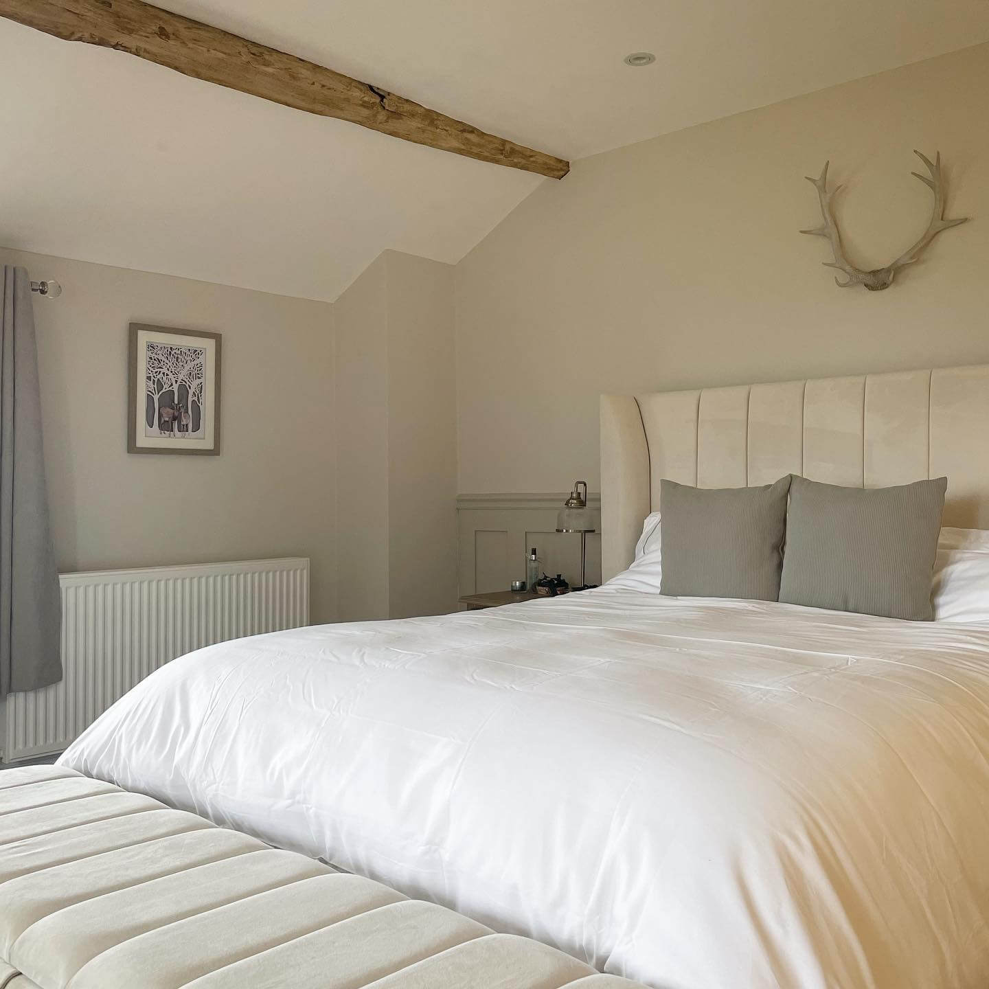 Antler Mount Adds Natural Texture Above Bed