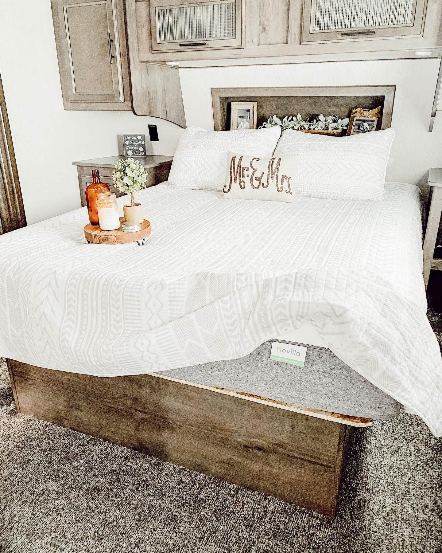 Wooden Tray Vignette on Bedside Table