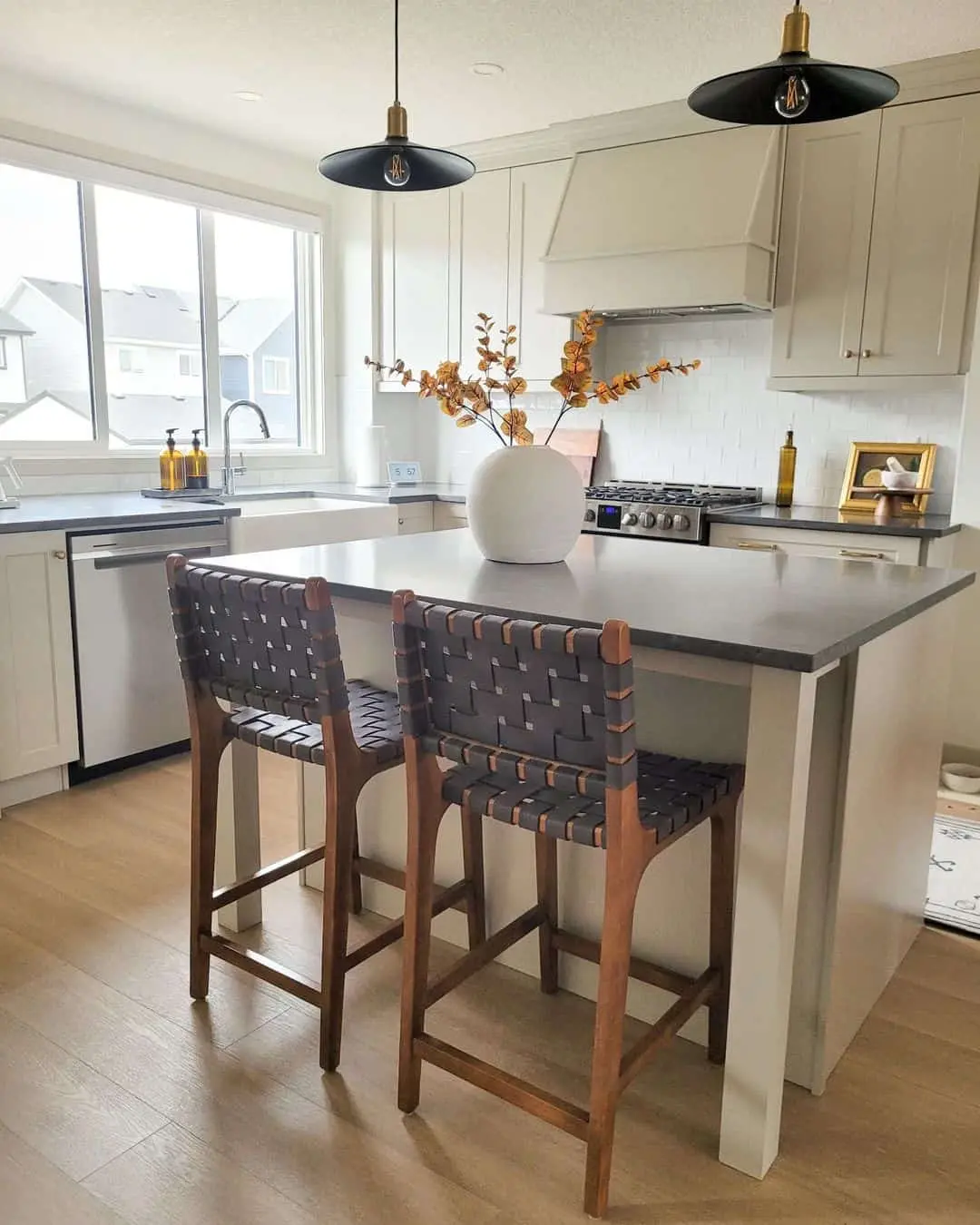Woven Bar Stools Add Textural Contrast to Your Kitchen Island