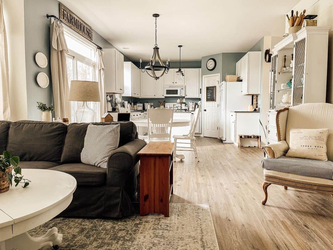 Tall White Hutch Showcases Kitchen Essentials and Collectibles