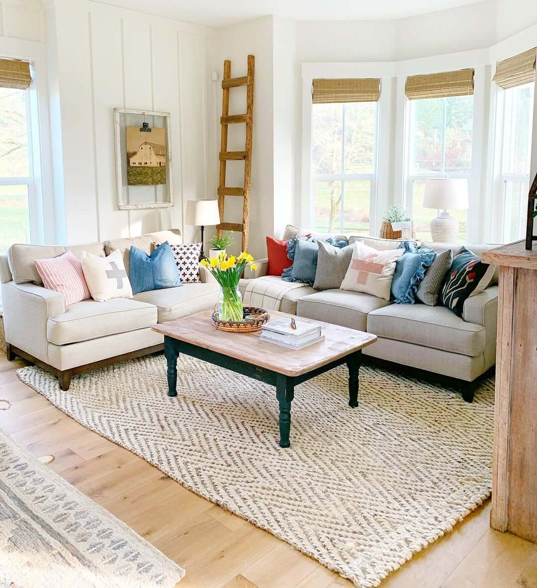 Lean a Wooden Ladder for Rustic Charm and Vertical Interest