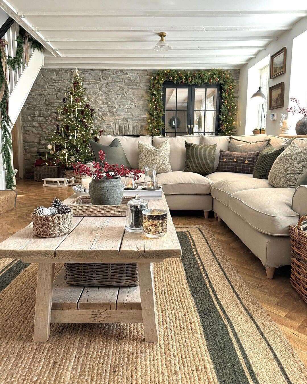 Rustic Wood Coffee Table With Built-In Basket Storage