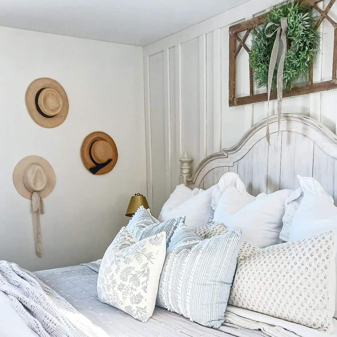 Straw Hats Hung In A Trio For Rustic Wall Decor