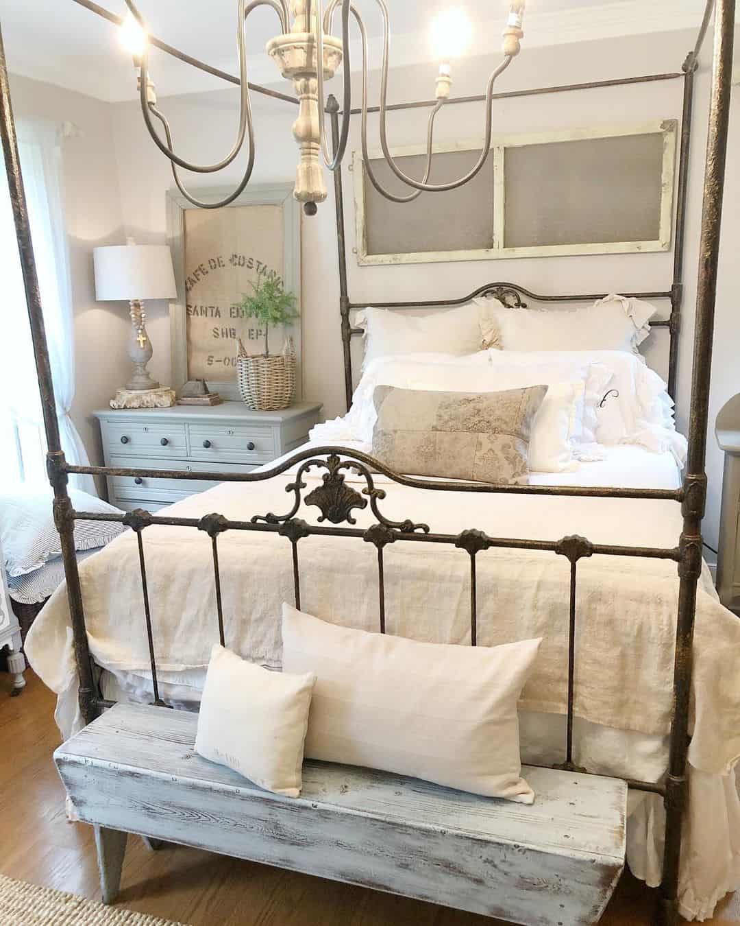 Distressed Blue Bench for Seating and Storage