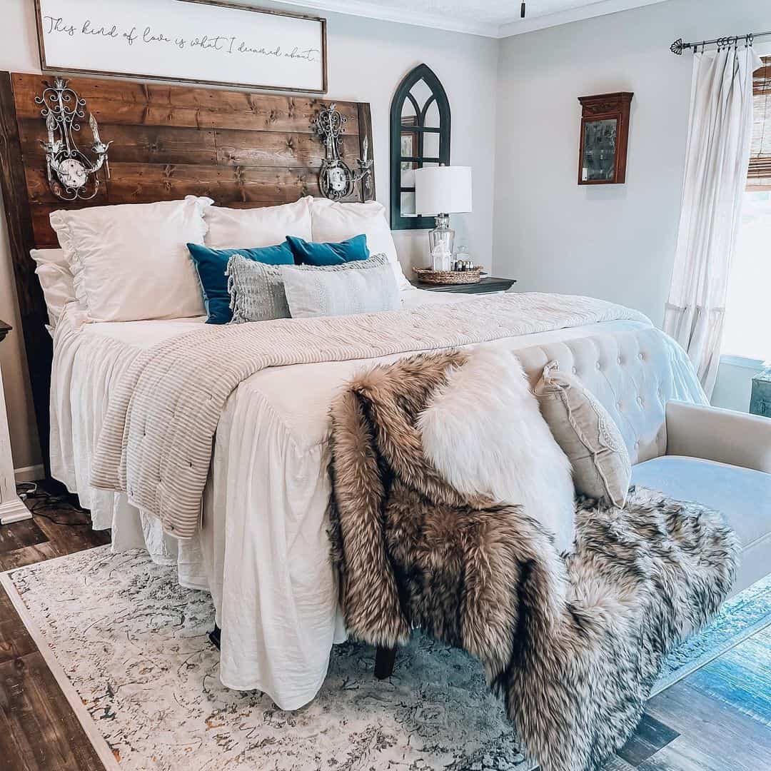 Wide Plank Headboard for Rustic Focus