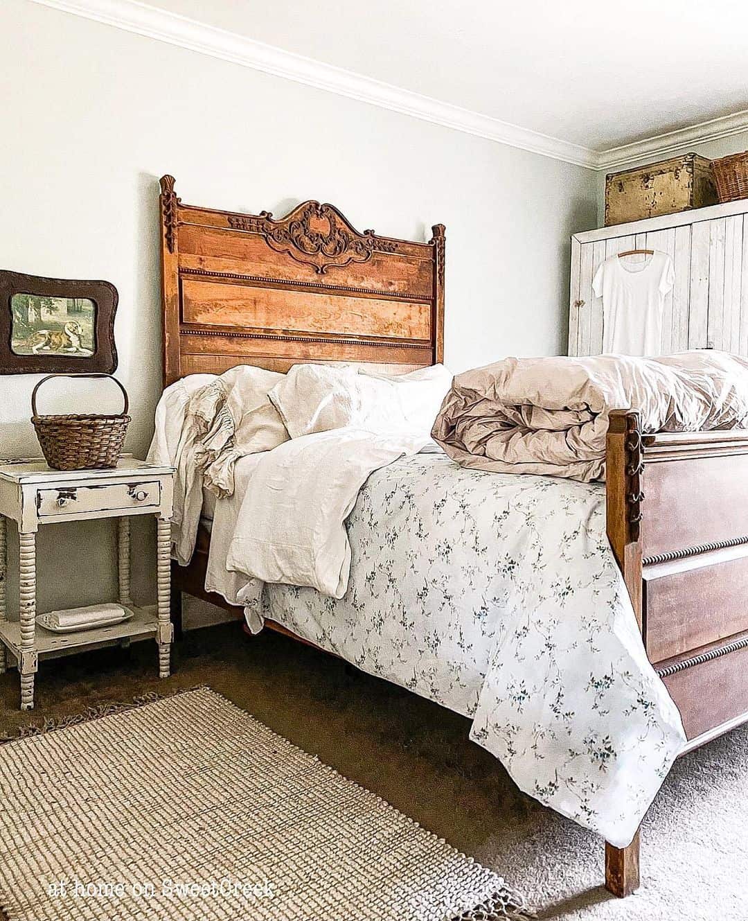 Carved Wooden Headboard for Antique Feel