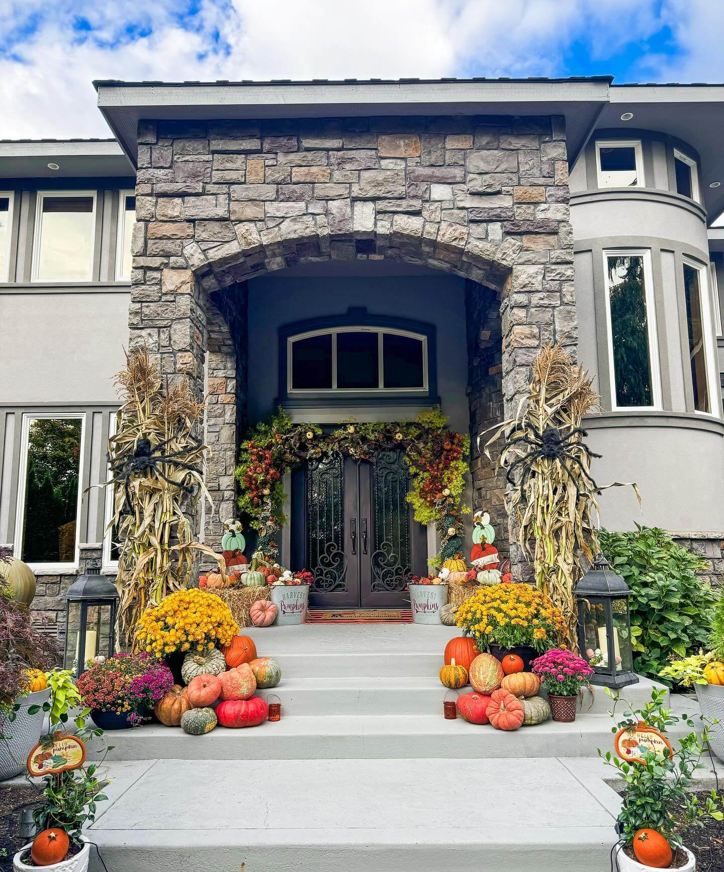Tall Dried Corn Stalks Frame the Entryway