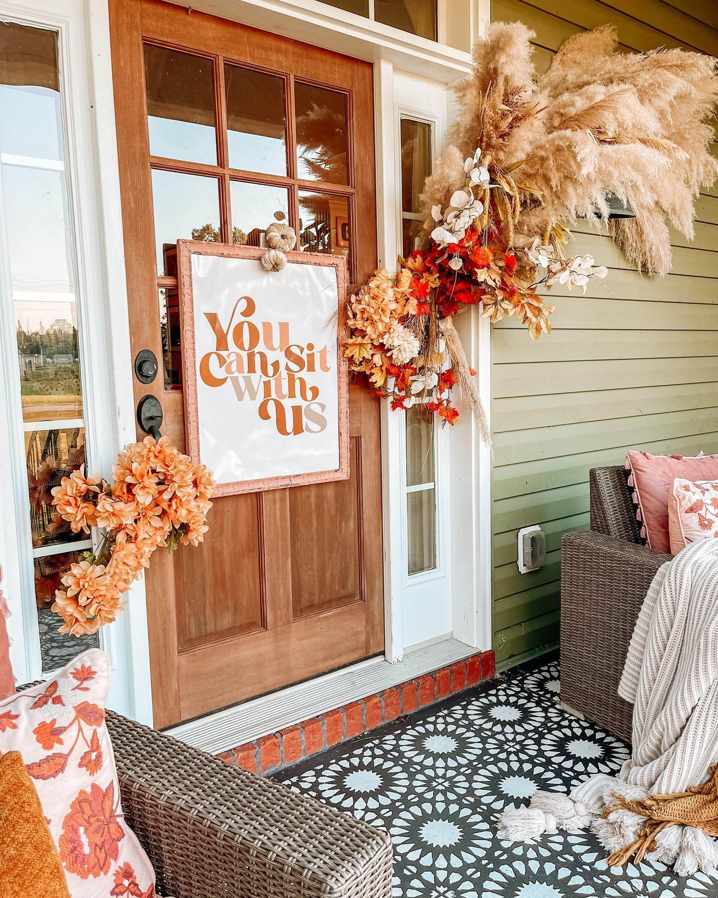 Door Decor With A Statement Sign And Floral Swag