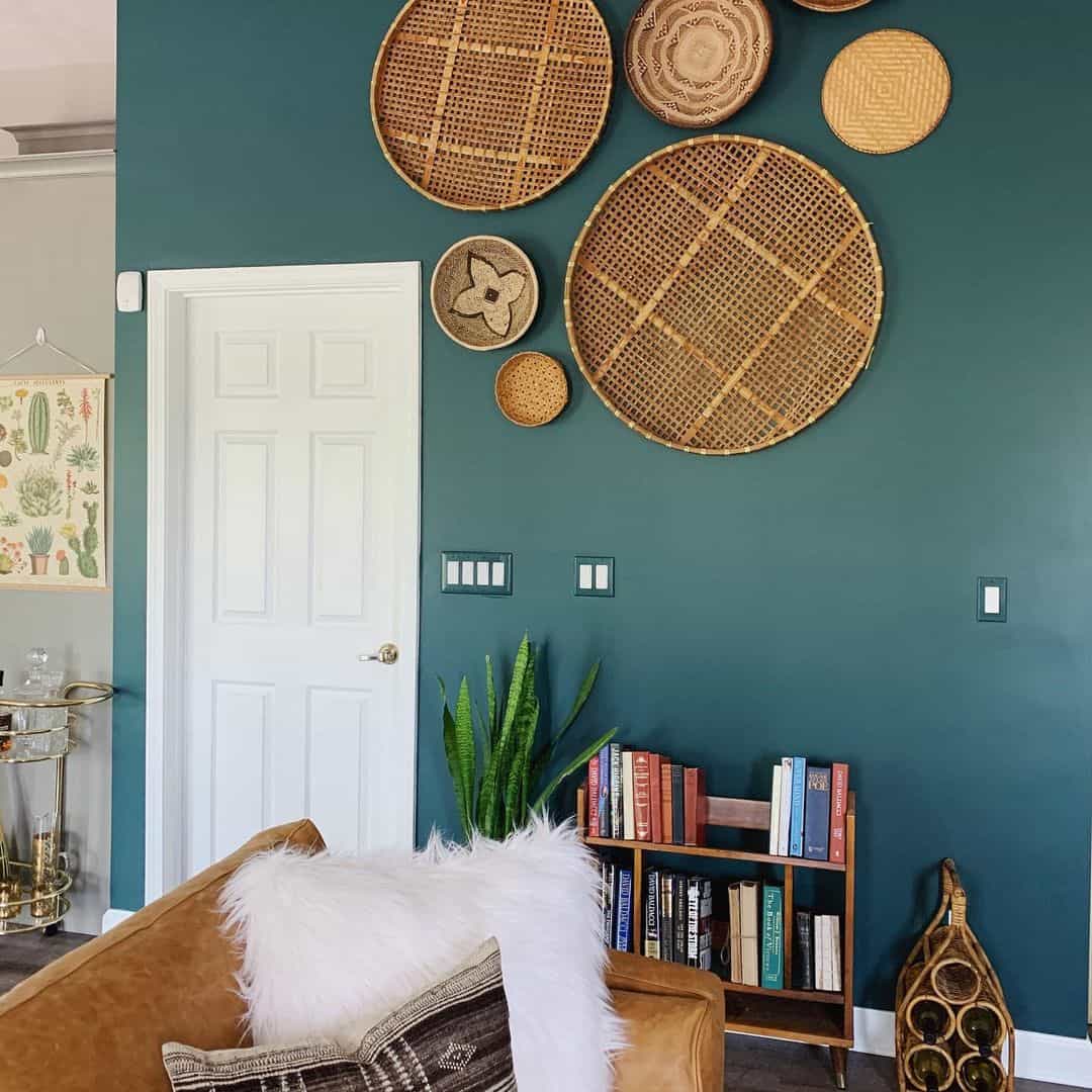 Layer Natural Texture with Wall Baskets Above Your Bookshelf