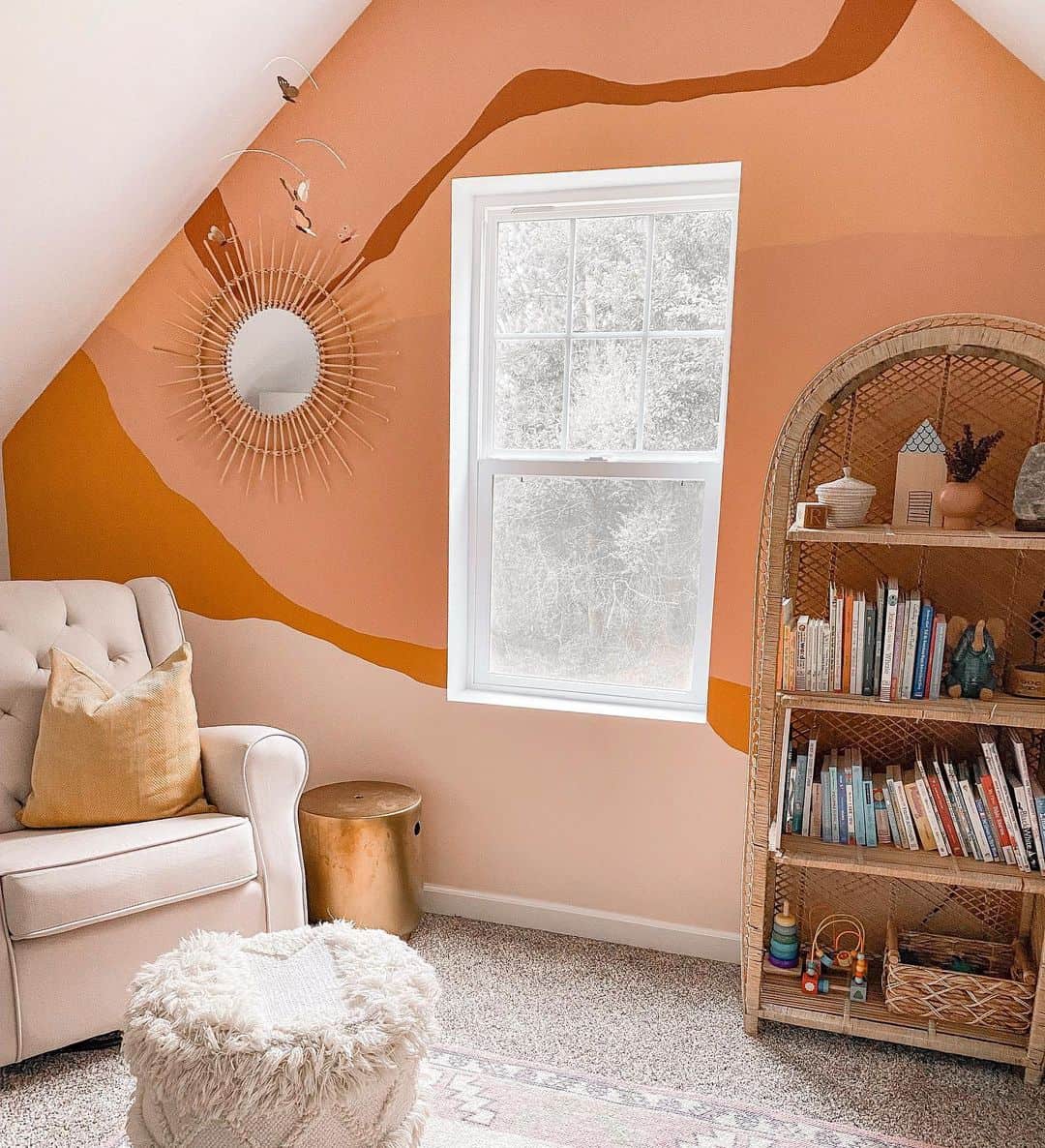 Abstract Wall Mural Adds Boho Layers