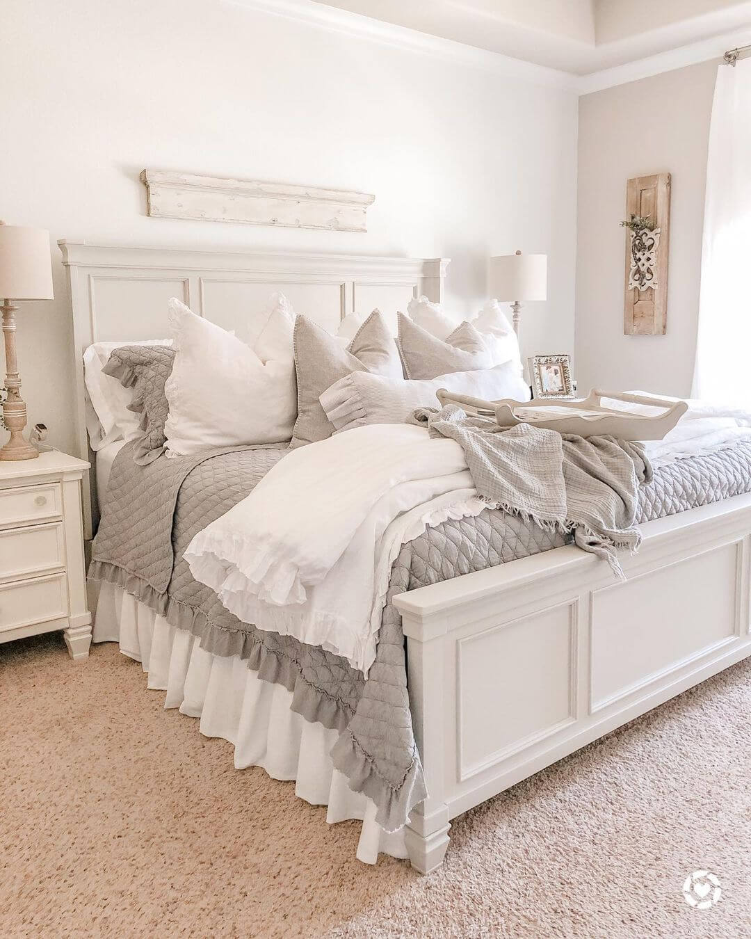 White Bed Frame with Paneled Details