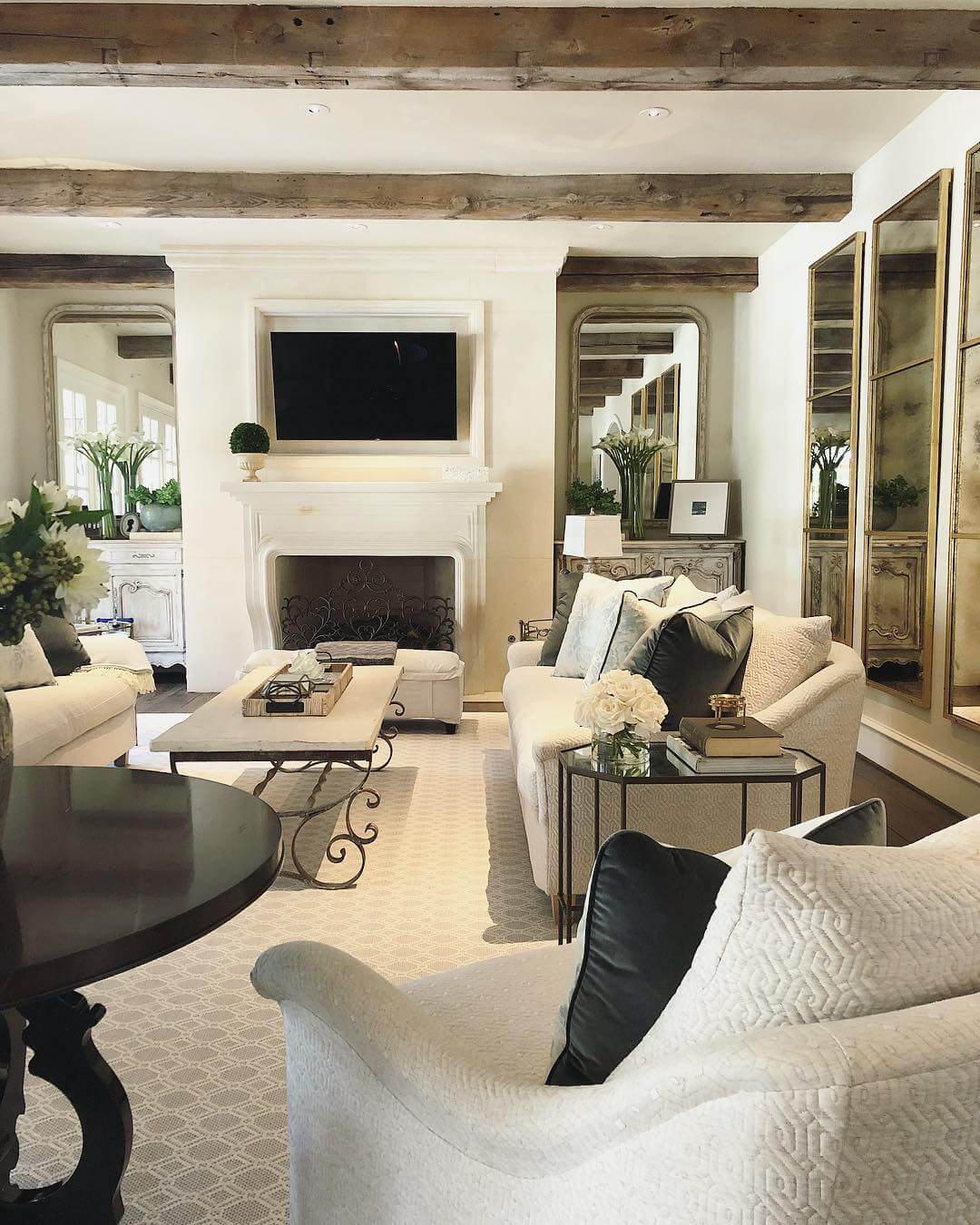 Tall, Narrow Mirrors Add Vertical Interest to Walls