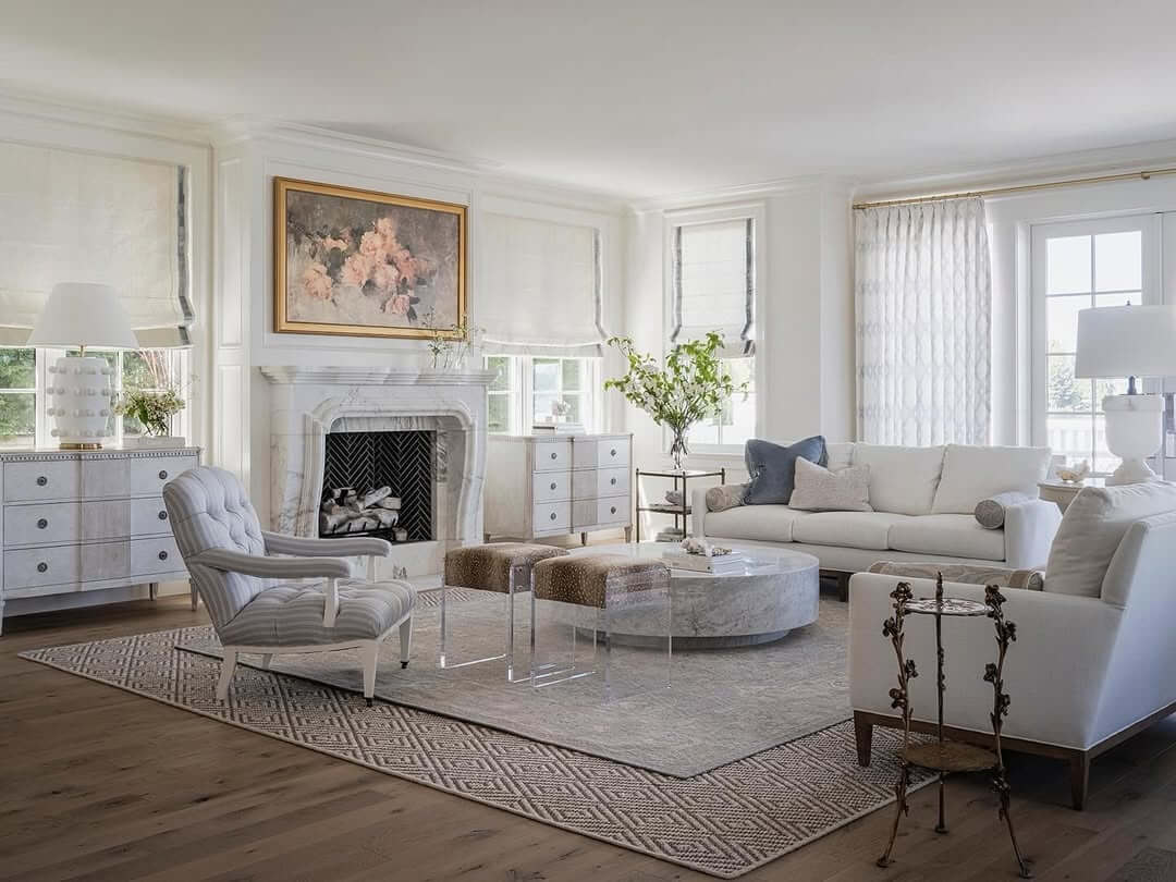Marble Fireplace Surround Frames Botanical Artwork