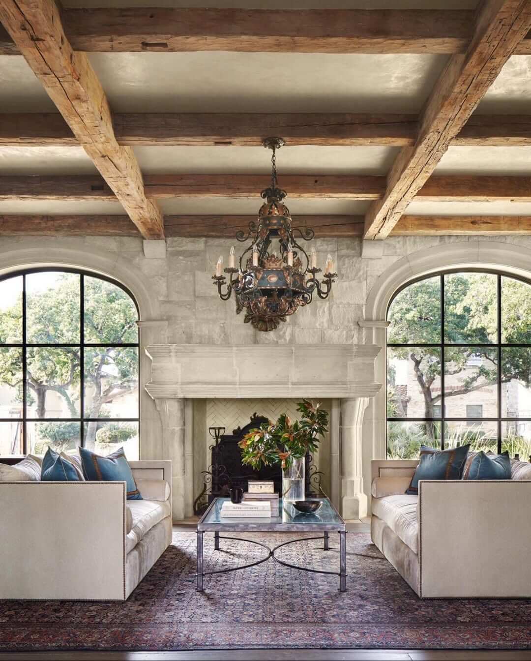 Exposed Wood Beams Add Rustic Texture to the Ceiling