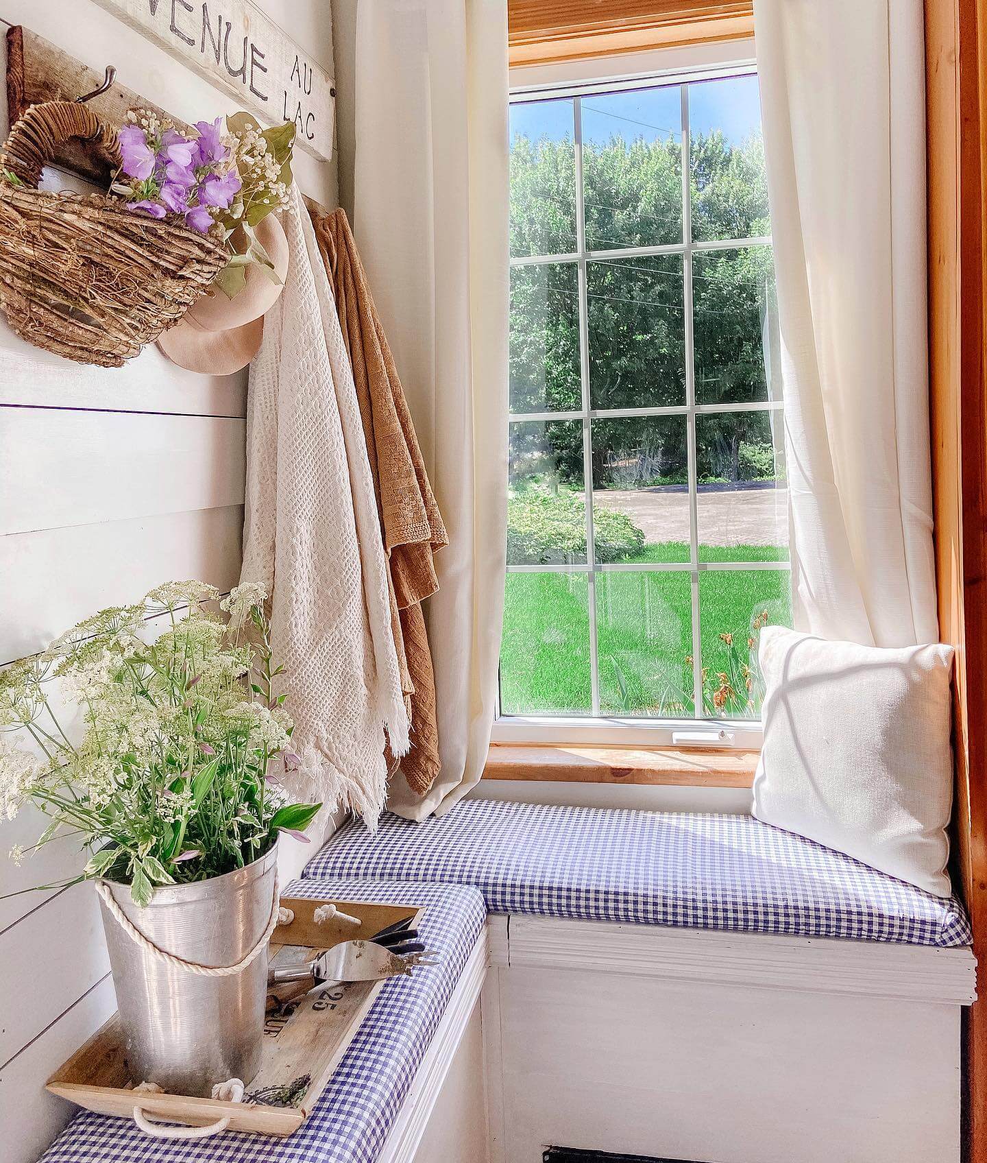 Woven Basket with Purple Flowers Adds Whimsical Charm