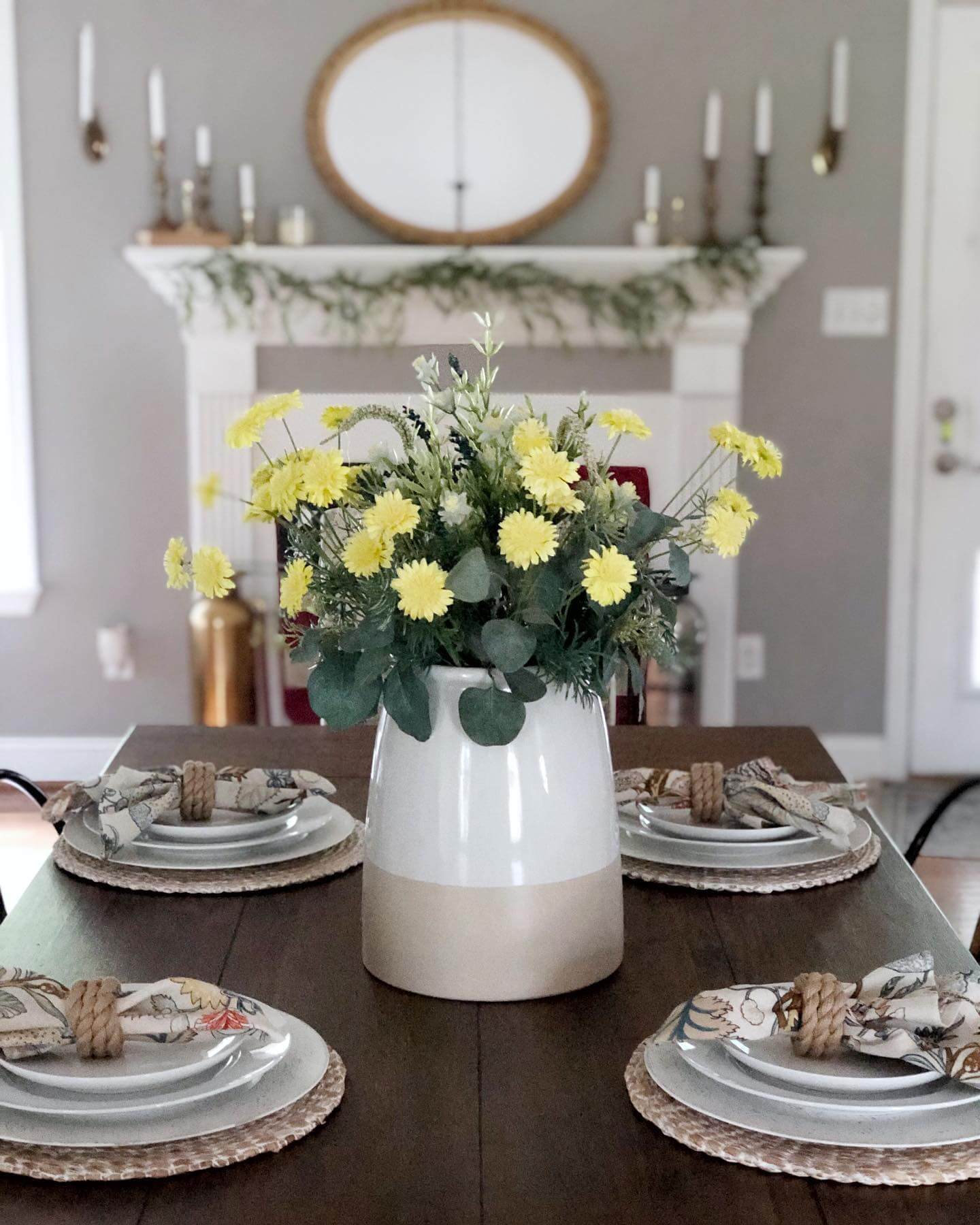 Anchor Yellow Blooms in a Two-Tone Vase