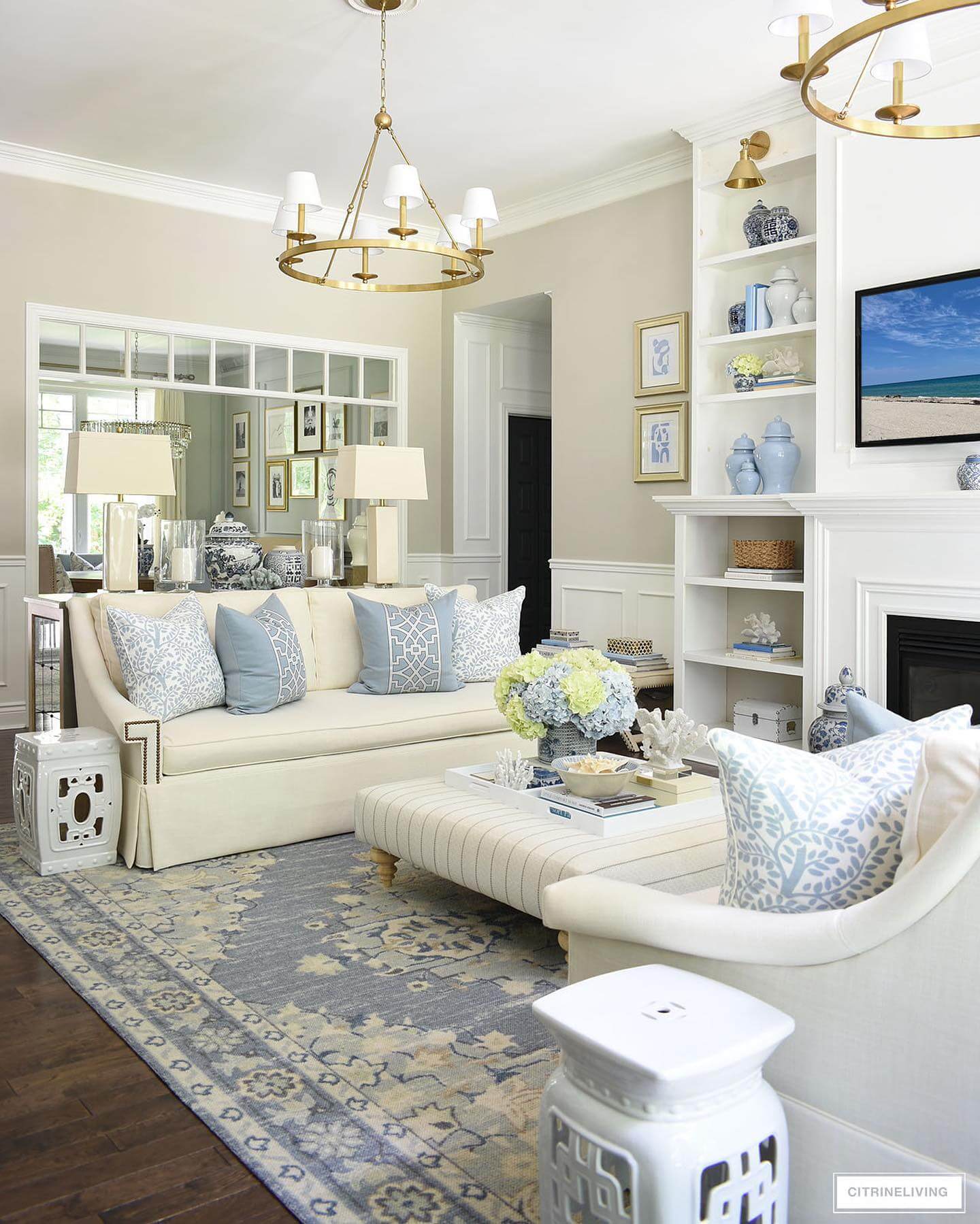 Garden Stools Add Architectural Detail to Sofa Sides